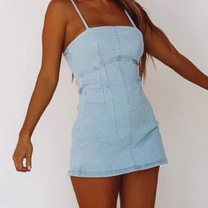 Light Blue Denim Mini Romper - Women's